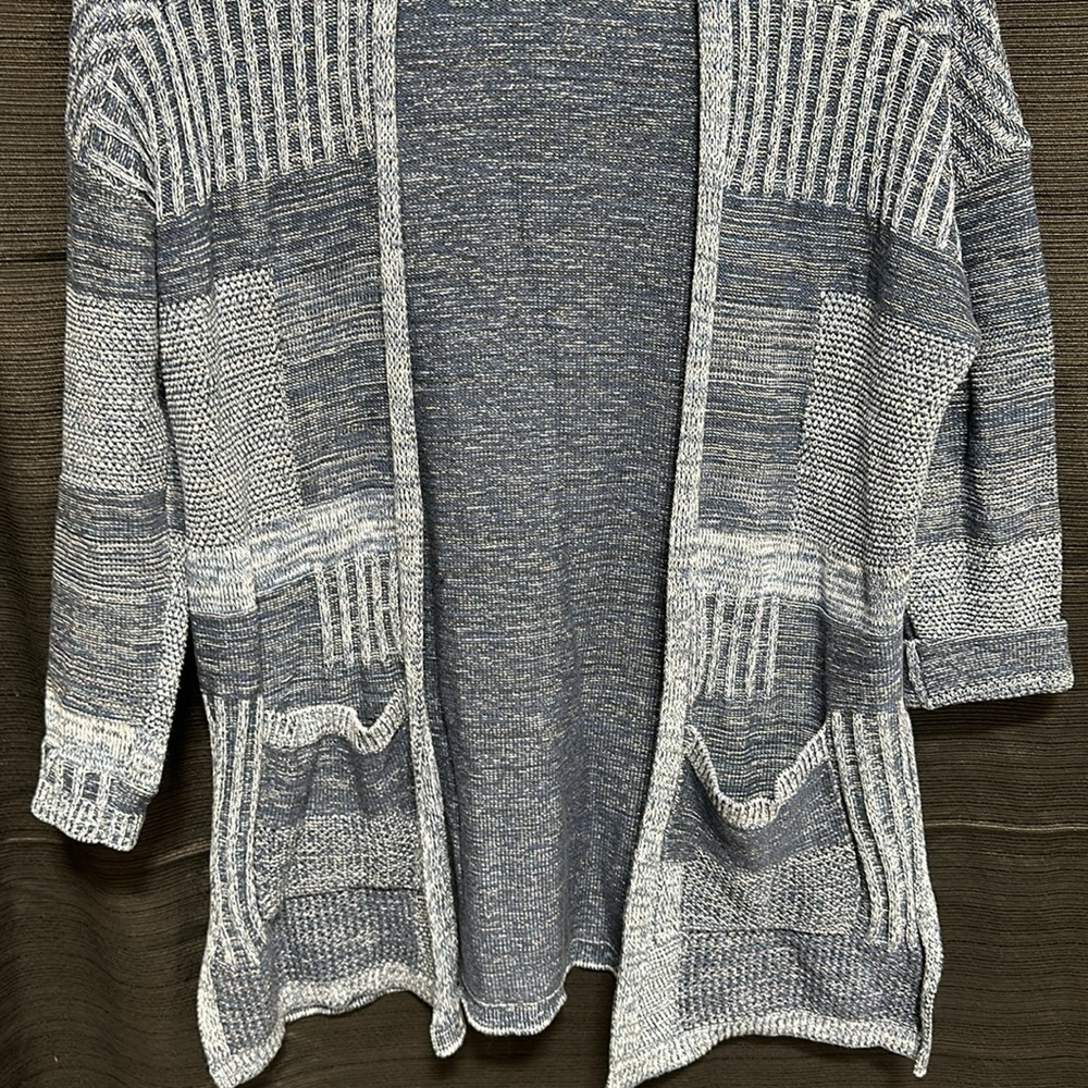 Soft Surroundings Blue Waterfall Open Front Cardigain Duster Size M / Box‎ 12-14 - Picture 2 of 8